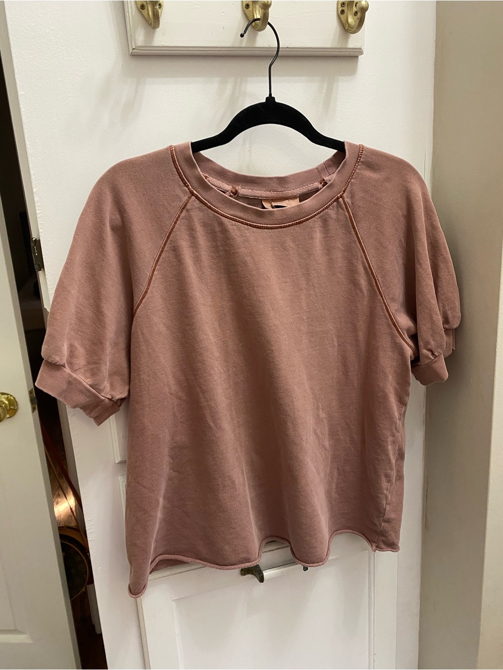 Women's raw hem Short Sleeve cropped blouse